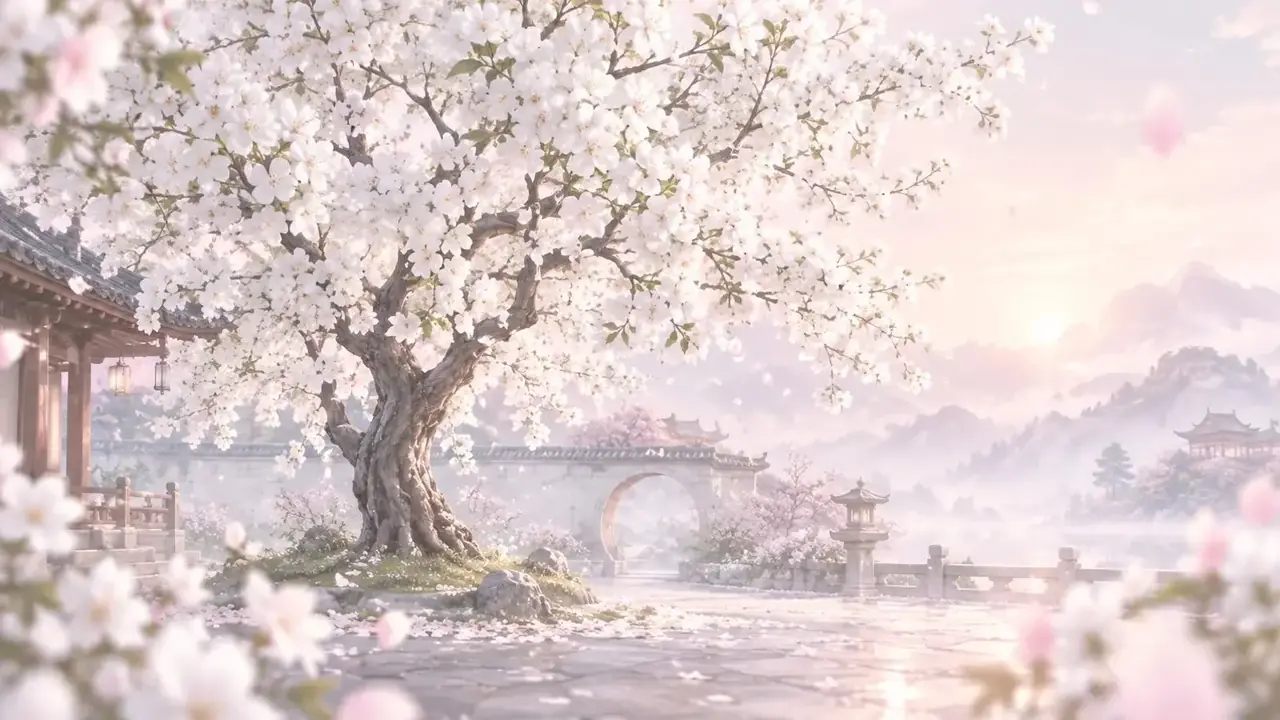 韩漫黄推荐《白梨花约他》主题插画